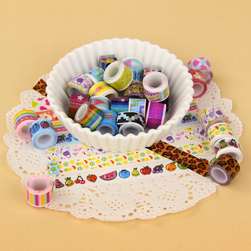 Cinta adhesiva decorativa para manualidades, Mini cintas de colores, 10 unidades por lote