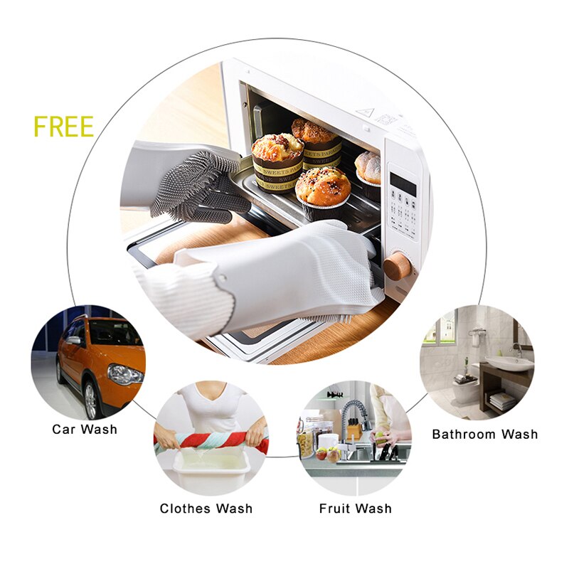 One Pair Dishwashing Cleaning Gloves Magic Silicone Rubber Dish Washing Glove For Household Scrubber Kitchen Clean Tool Scrub