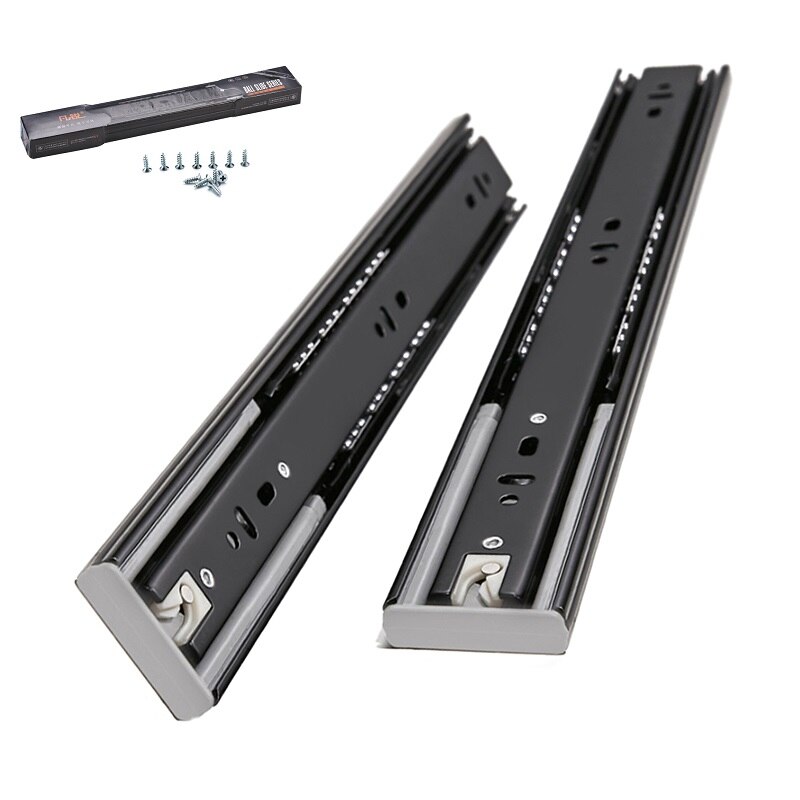 Cabinet Sliding Rail 10"-20"Steel Drawer Slides Soft Close Track Cushioned Silent Closing Three Section Sliding Rails Axis Slide