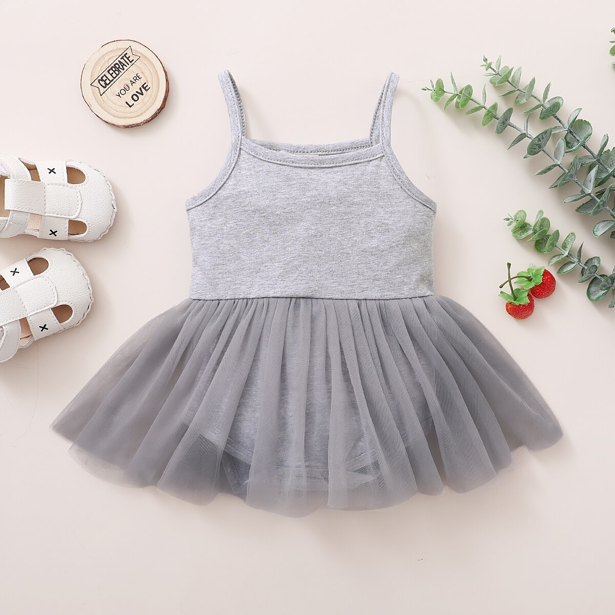 Baby Effen Kleur Romper, Zomer Baby Meisjes Zoete Stijl Mesh Splicing Mouwloze Jarretel Rokje Jumpsuit: 2 / 18m