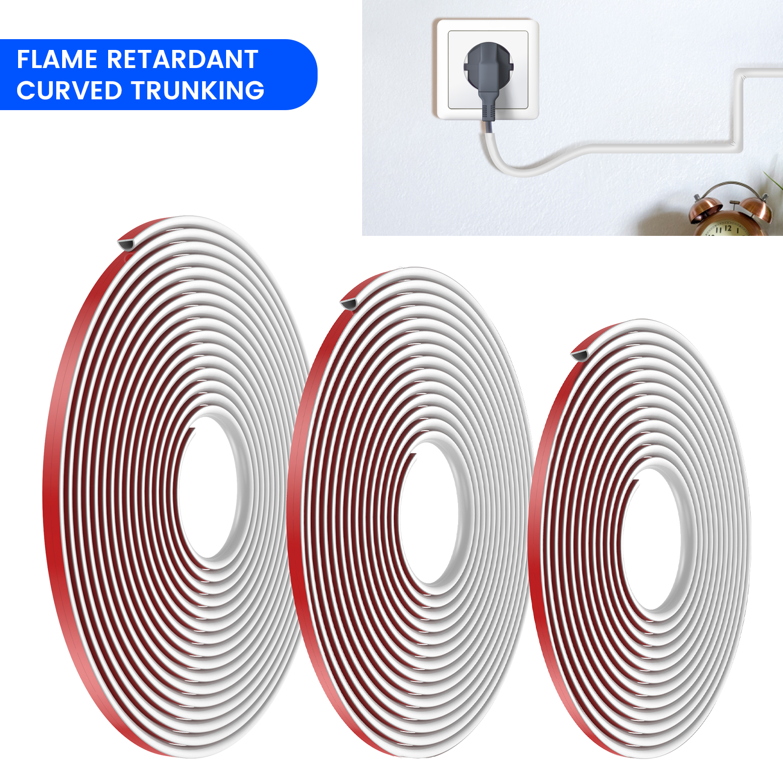 4/6/8 m Floor Cord Cover Floor Cable Sheaths PVC Flexible Electrical Conduit Cable Protectors Self-adhesive Cable Hiders