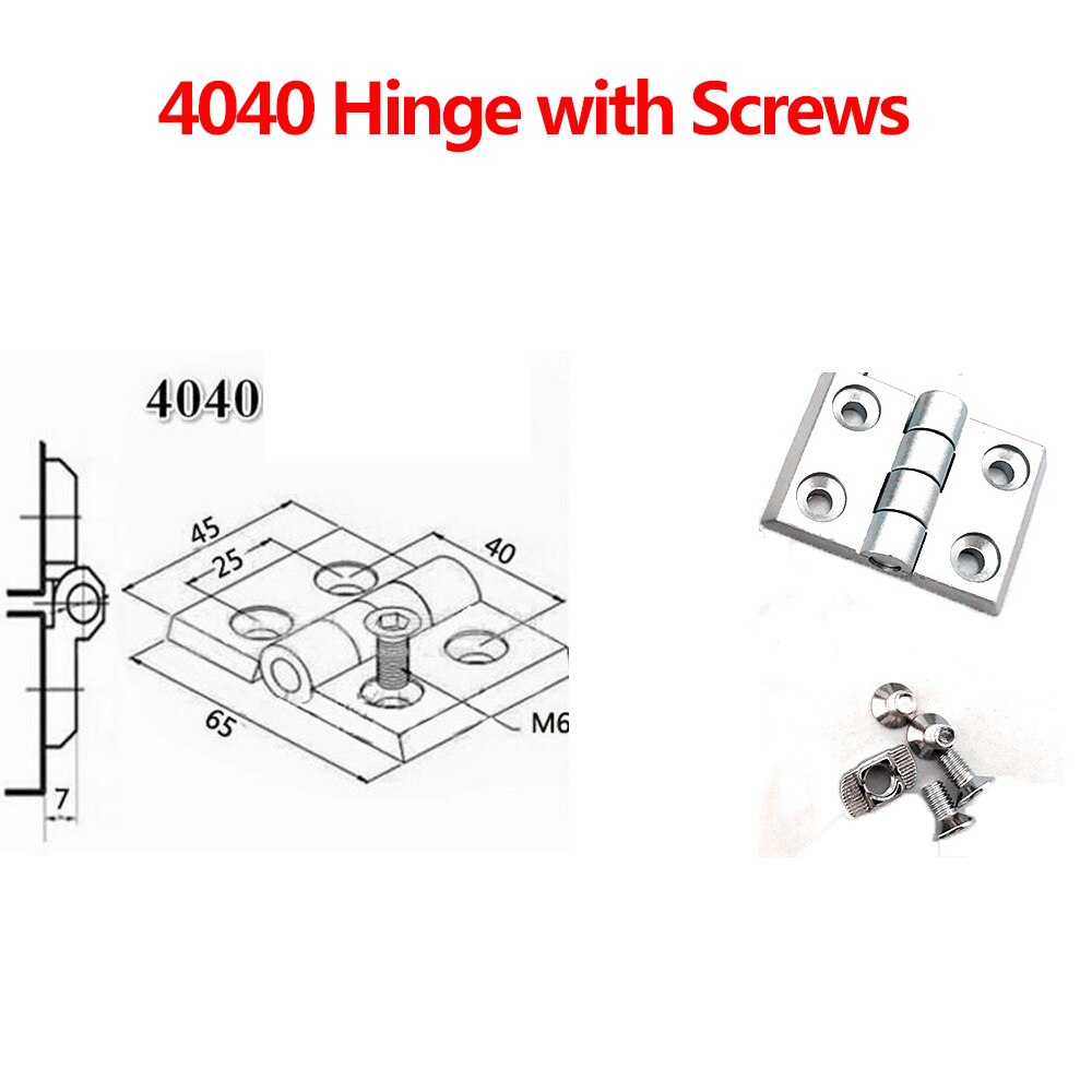 Bisagra metálica de perfil de aluminio, bisagra de aleación de Zinc con tornillos opcionales, 1 unidad, , 3030, 3040, 4040: 4040 with screws