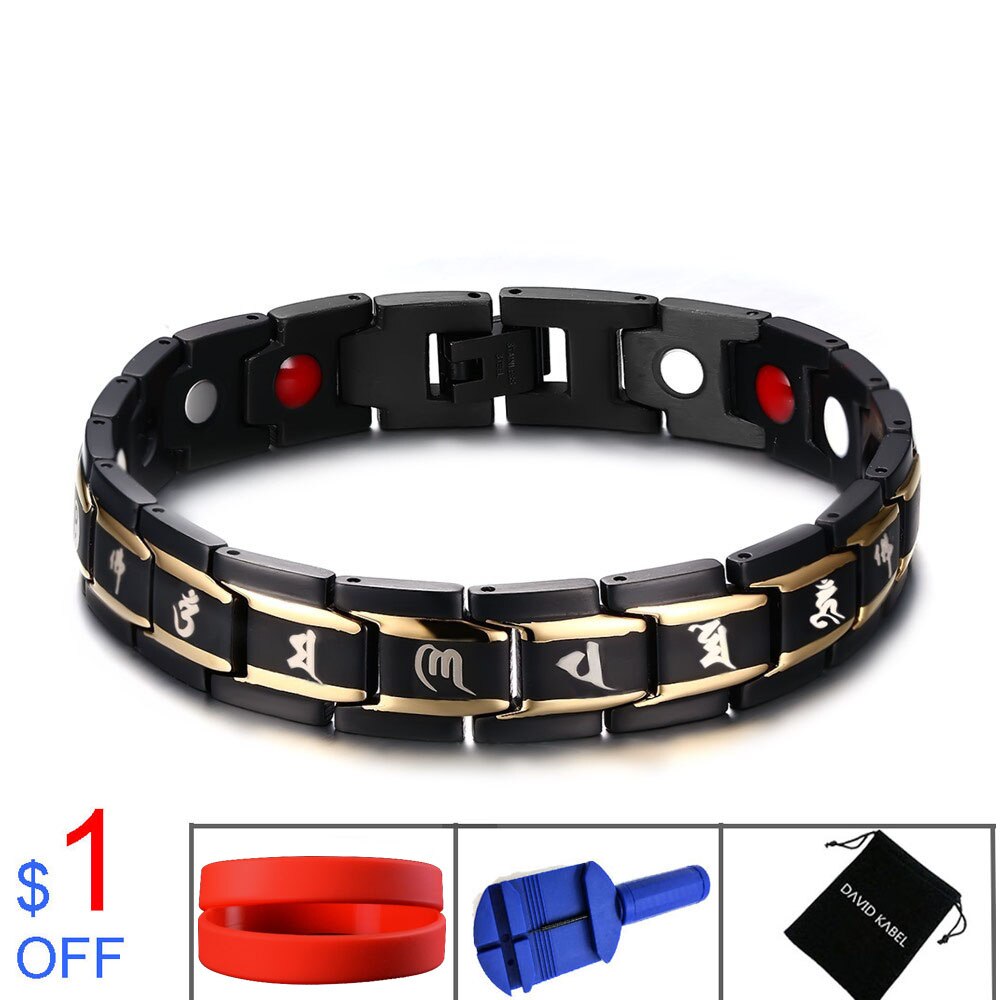 Bracelets de thérapie magnétique de Germanium d'hologramme de femmes guérissant le Bracelet d'équilibre d'énergie de Tourmaline noire des hommes bijoux de soins de santé: A / 20.5 cm