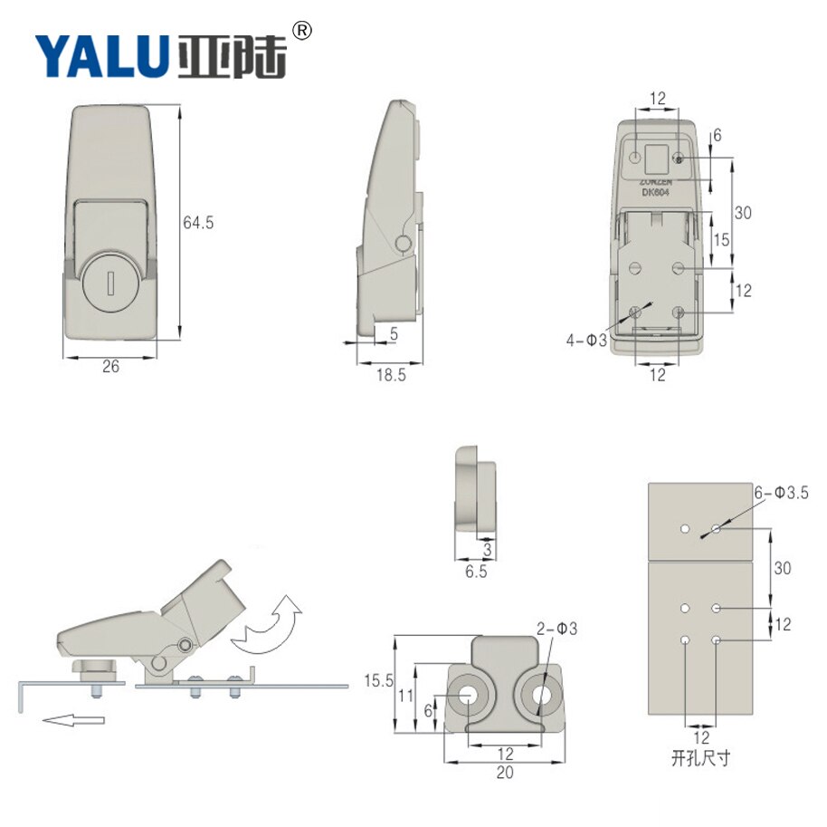 DK604 buckle lock power distribution cabinet door lock light box lock hidden small square lock