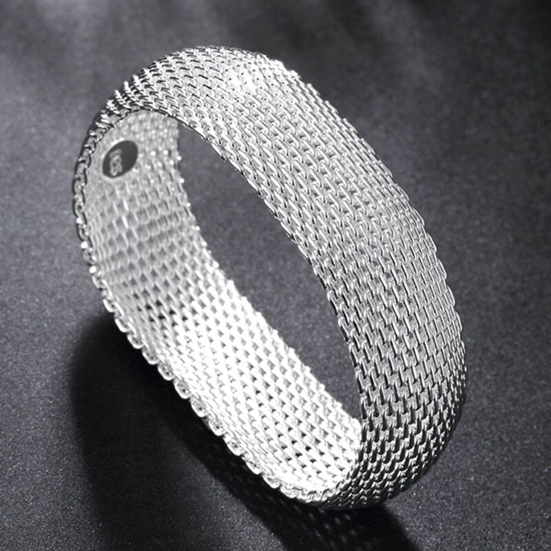 Nouvelle 925 ensembles de bijoux en argent rond tissé Web bracelets anneaux boucle d'oreille pour les femmes bijoux de mariage