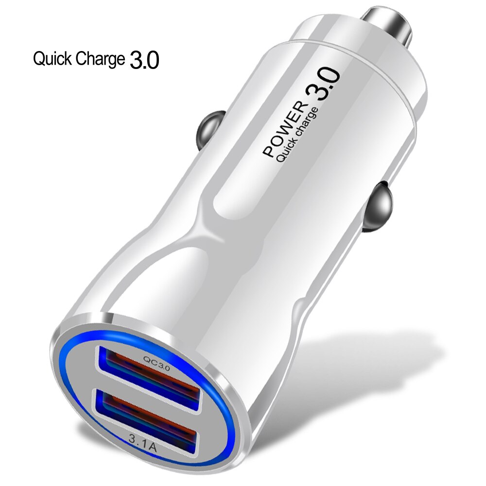 Quick Charge 3.0 Car Charger for iPhone 11 Pro max Car-Charger Dual USB Fast Charging for Samsung Xiaomi USB Phone charger: type 2 white