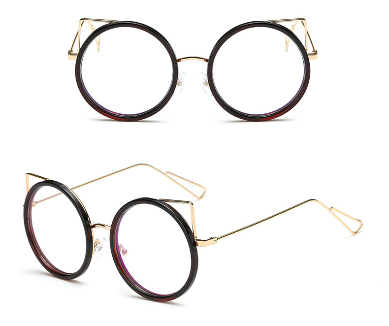 Cute Cat Ears Prescription Metal Round Shape Women Eyeglass Frames Glasses Trendy Clear Women's Myopia Eyeglasses with Frame: 4