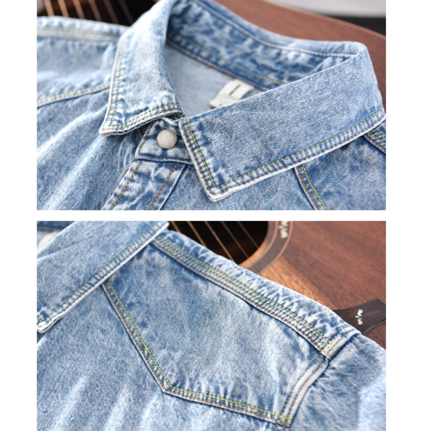 Mærke tøj mandlige mærke tøj slim fit afslappet ren bomuld cowboy langærmet skjorte/denim skjorter til mænd