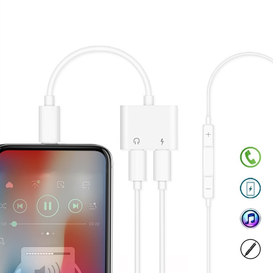 Doppel Jack Adapter Kabel Für Blitz Kopfhörer Audio- Konverter Unterstützung iOS für iphone 7/8/X XS XR 11 ladegerät Musik