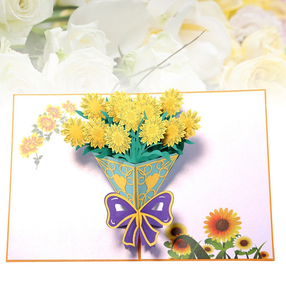 3D Flower Greeting Sunflower Bouquet for Birthday Valentine's Day