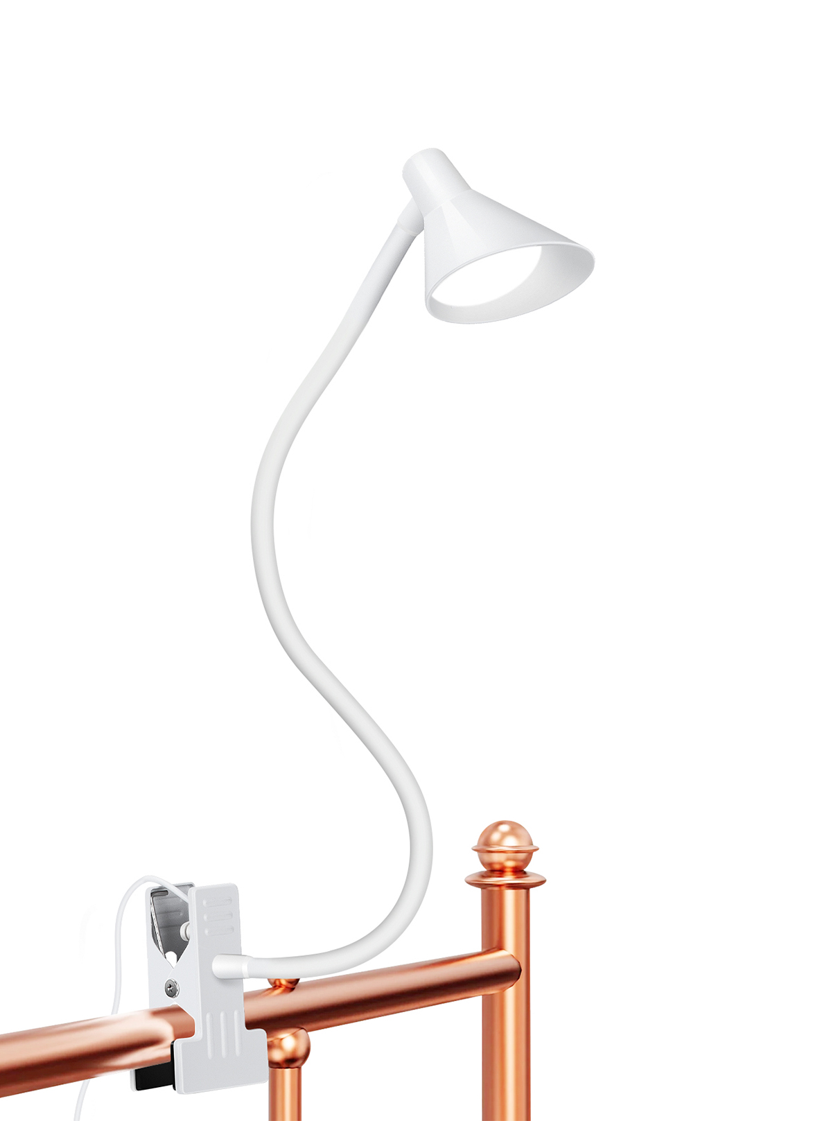 Lampada da lettura, lampada con morsetto USB per bambini che legge il libro a letto di notte, piccola lampada da scrivania a LED con clip a collo di cigno regolabile: Beige