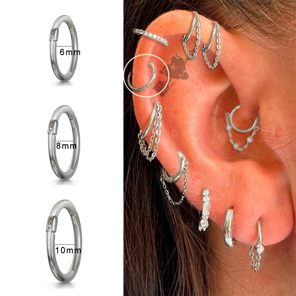 1Pc Roestvrij Staal Eenvoudige Septum Piercing Neus Ringen Vrouwen Oorringen Met Ketting Goud Kleur Tragus Toren Oor Piercing Sieraden