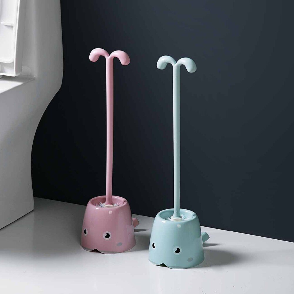Leuke Cartoon Wc Borstel Set Wc Borstel Met Houder Walvis Vorm Scrubber Hotel Thuis Cleaning Tools