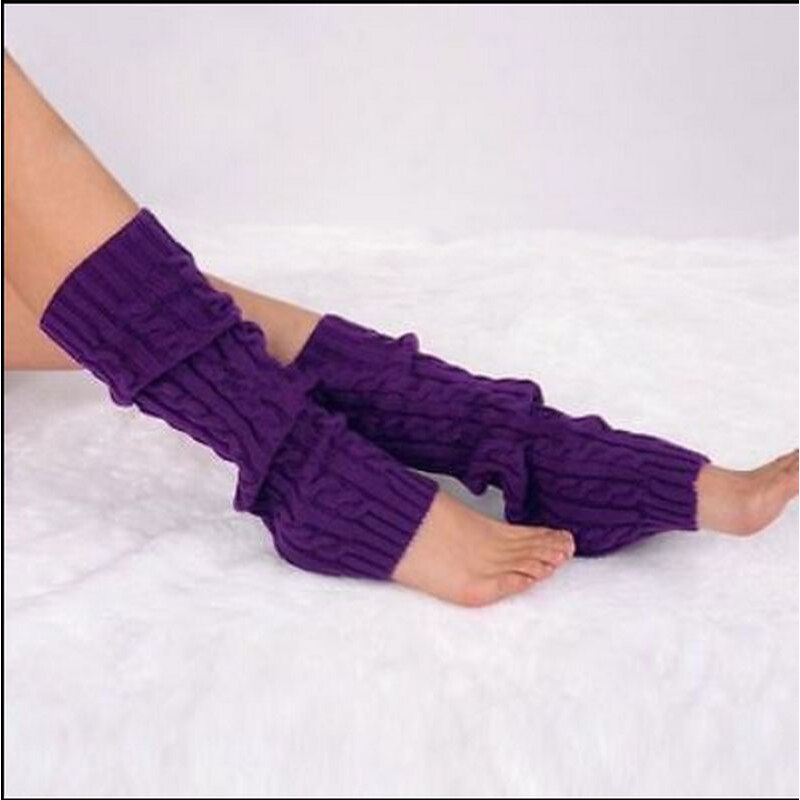 Winter Women Warm Knitted Leg Warmers High Knee Leg Warmers Crochet Leg Warmers Casual Pure Color Leg Warmers