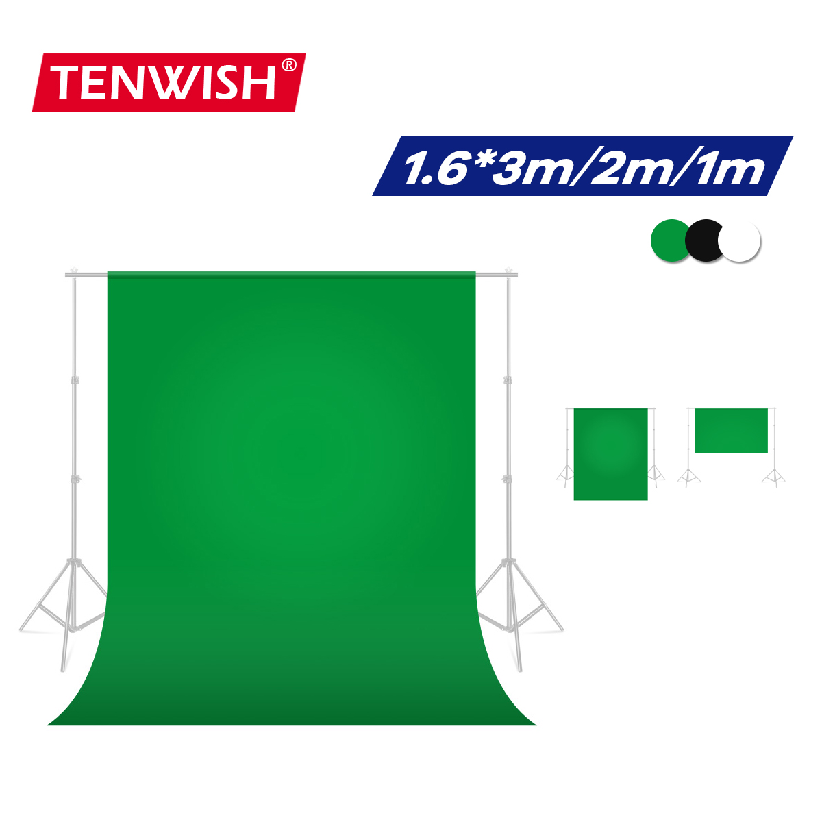 TENWISH-Fondo Chroma Key para estudio fotográfico, pantalla verde de 1,6x1m/2m/3m, telas no tejidas