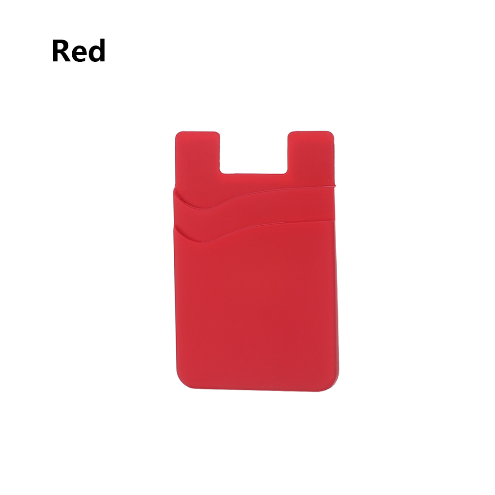 Adhesive Sticker Phone Pocket Cell Phone Stick On Card Wallet Stretchy Credit Cards ID Card Holder Pouch Sleeve: red