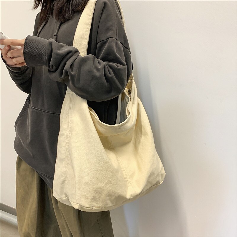 Vrouwen Schoudertas Grote Canvas Crossbody Tassen Voor Vrouwen 2022 Katoenen Doek Mode Koreaanse Vrouwelijke Studenten Schooltas Handtassen