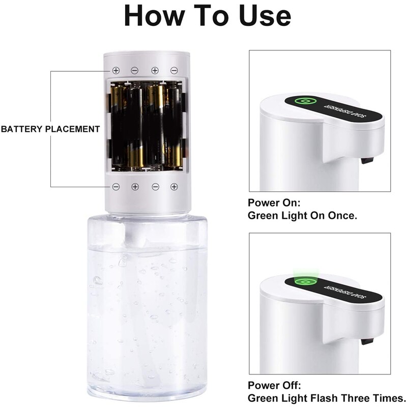 Automatische Alcohol Dispenser Touchless Spuitmachine Sensor Druk Zeepdispenser 350Ml Zeepdispenser Geschikt Voor Thuis
