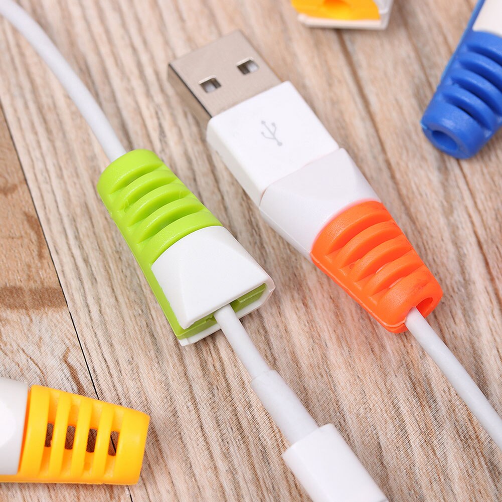 10Pcs/set Soft Cable Protector Data Line Case Protection Spring Twine Bobbin Winder For iPhone Android USB Charging Cable Cover