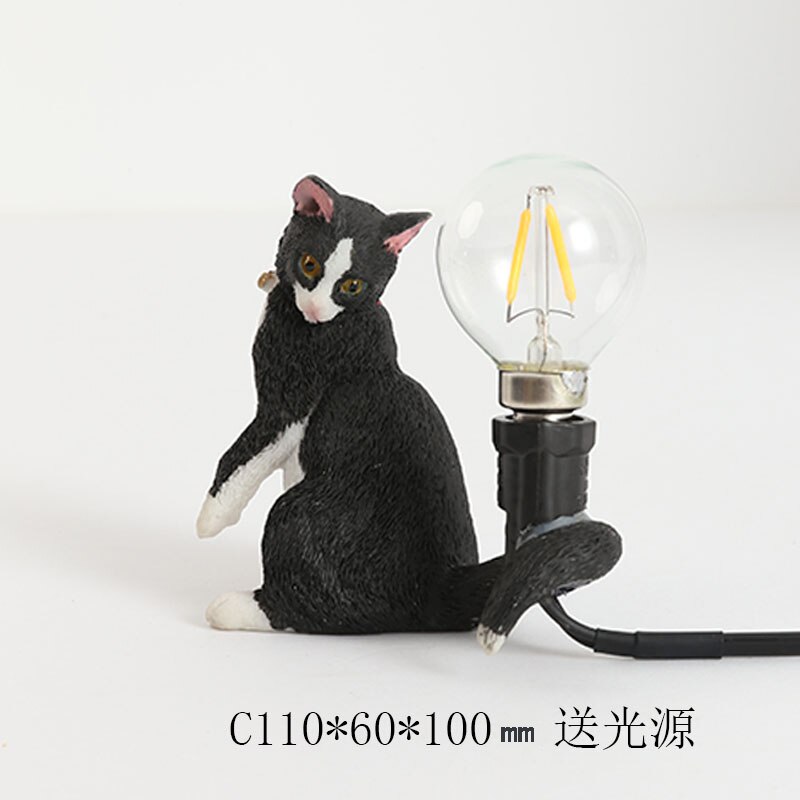 Harpiks kat lampe sort hvid bordlampe home deco bordlampe studie ved siden af lampe levende lampe bordlamper seng lampe kat bordlamper