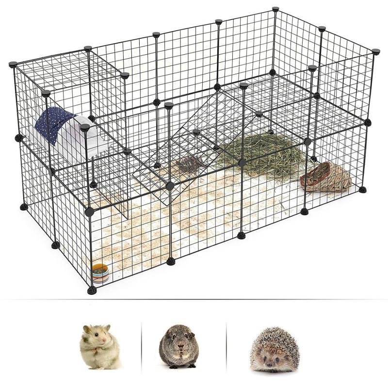 Diy kombination trådnet kæledyr bur hund kat kanin bur multi funktion hegn jern bur marsvin metal hamster bure