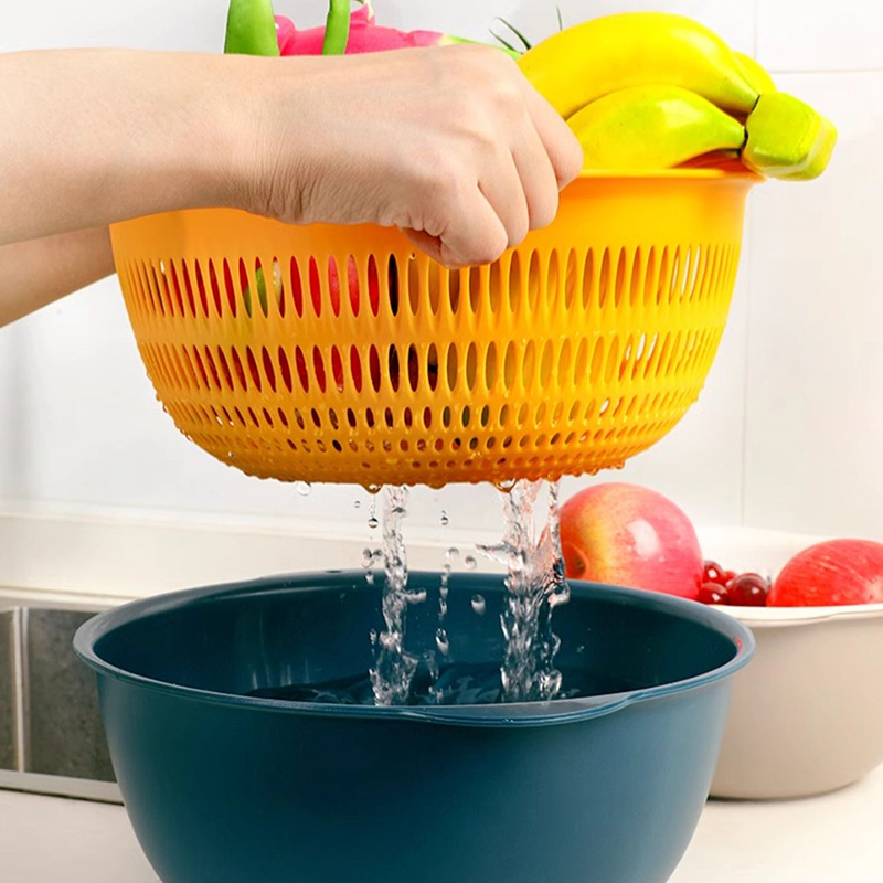 6PCS Kitchen Sink Vegetable Drainer Fruit Basket for Multifunctional 3 Size Stackable Washing Basin Vegetable Drain Basket Basin