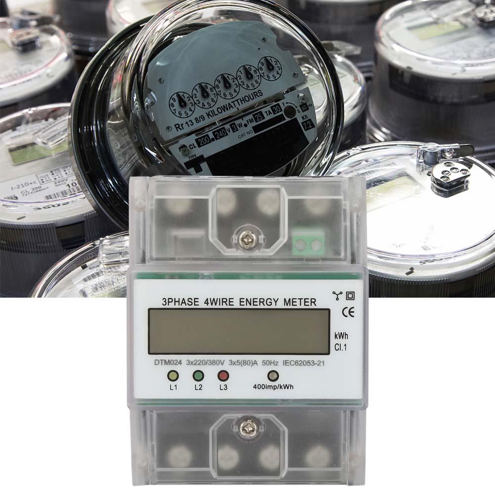 Electric Power Meter 220/380V 5-80A Energy Consumption Digital Electric Power Meter 3 Phase 4P KWh Meter with LCD