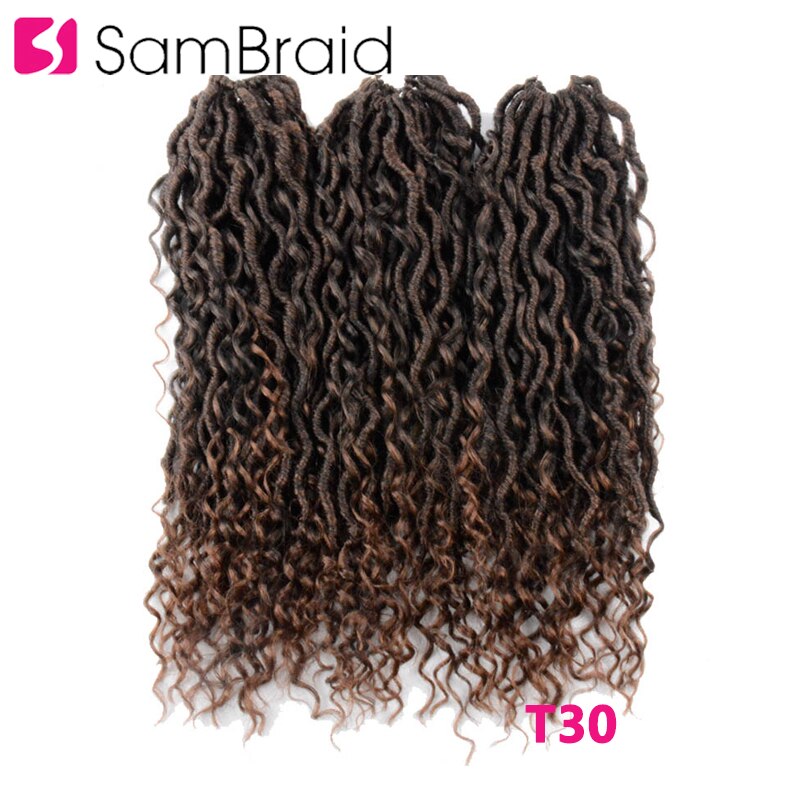 Sambraid 18 tommer faux curly locs hæklet hår syntetisk fletning hair extensions curly locs hæklede fletninger til kvinder sort: T1b/30