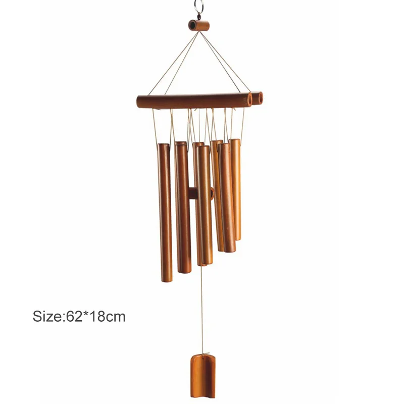Handmade Tubes Bamboo Bell Natural Wind Chimes Indoors Pendant Balcony Home Hotel Decor Outdoor Yard Garden Windchime Crafts: Gold