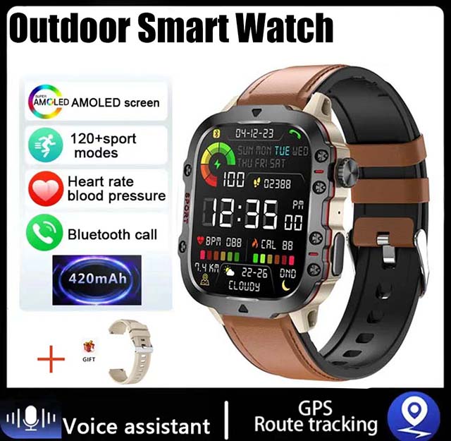 Xiaomi-Montre intelligente militaire pour hommes, IP68, 5iko, Sports de plein air, Fitness Tracker, Moniteur de santé, 2024 ", BT, Appel Smartwatch, , 1.96: GRIS