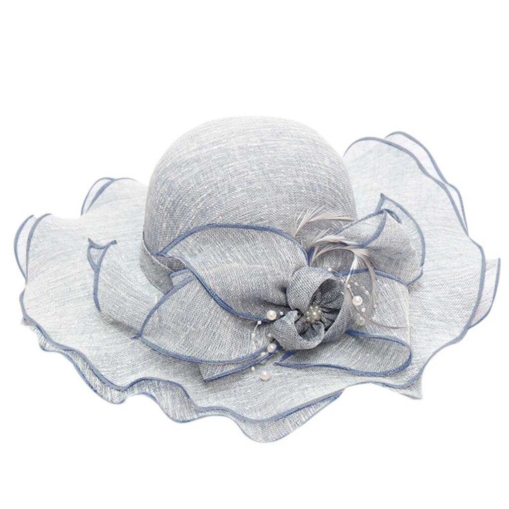 Elegante Frauen Sonnenhut frauen Organza Kirche Kentucky Fascinator Braut Tee Party Hochzeit Hütte Gorras шляпа женская летняя: Marine