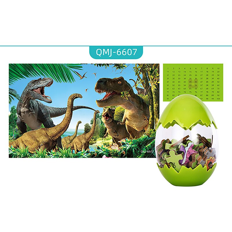 60pcs Wooden Christmas Dinosaur Puzzle Toy Dinosaur Egg Packaging 3D Mini Puzzle Board Decoration Toy: 6607