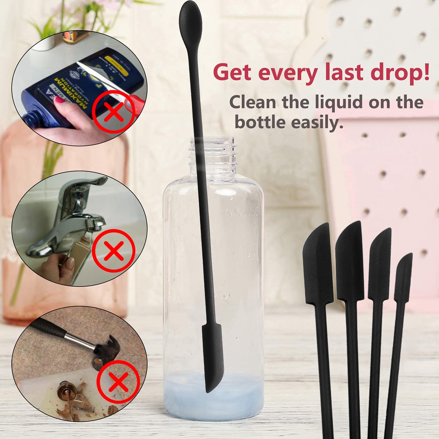 1/3/4Pcs Mini Silicone Spatula For Thin Jar Honey Makeup Butter Cake Spatula Double Head Spoon Spatula Set Kitchen Accessories