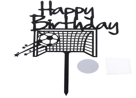 Fútbol adorno acrílico para pastel novedad fútbol topper para tarta de feliz cumpleaños para niños cumpleaños adornos de pastel de deportivos: 1