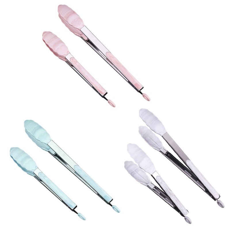 Kitchen Food Clip 2PCS/Set Bread Doughnut Clip Stainless Steel Silicone Pointed Forceps Barbecue Clip 12 /9 Inches