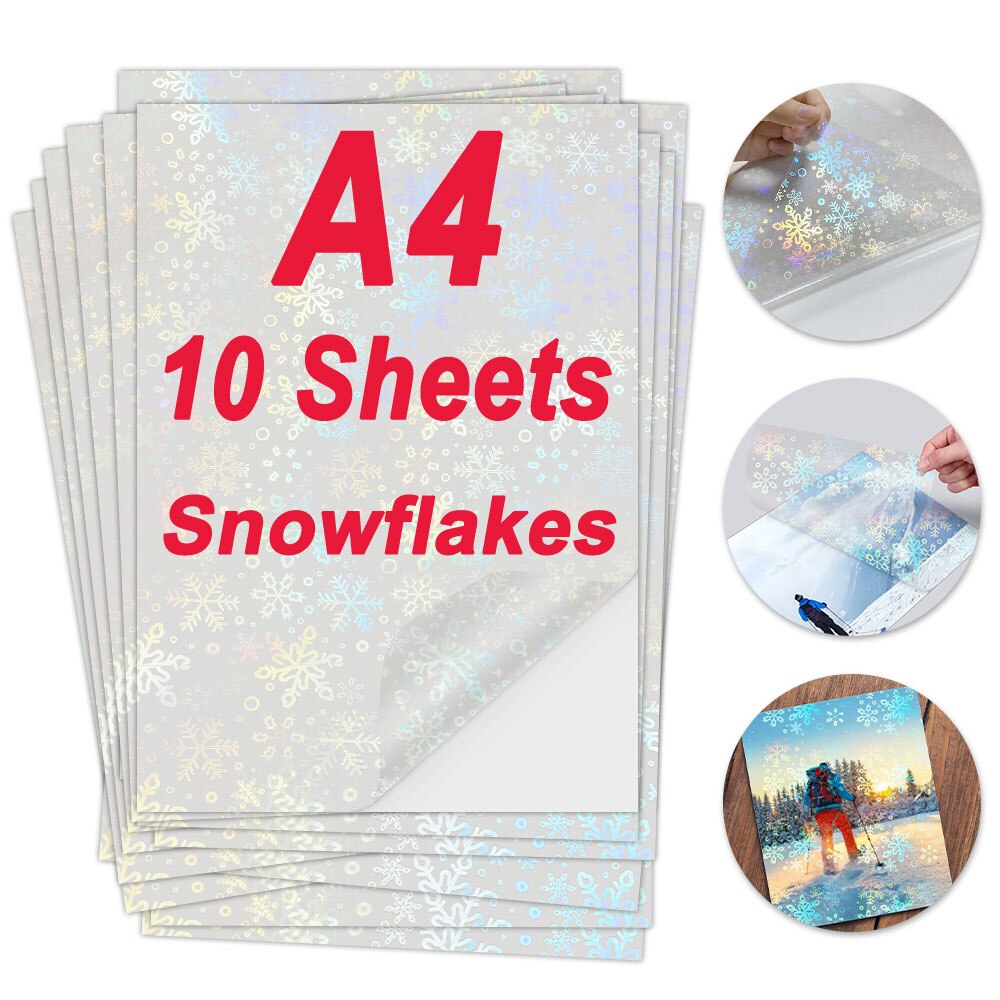 10 blatt Schneeflocke bilden Kalt Laminieren Film Holographische Regenbogen transparent holografisch selbst-Klebstoff Aufkleber DIY Foto Tasse