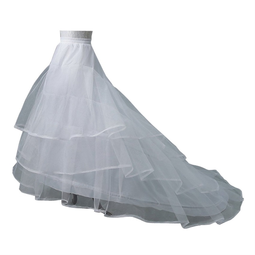 NUOXIFANG-vestido de novia de crinolina, enagua nupcial, falda interior, 2 aros con tren de la campana