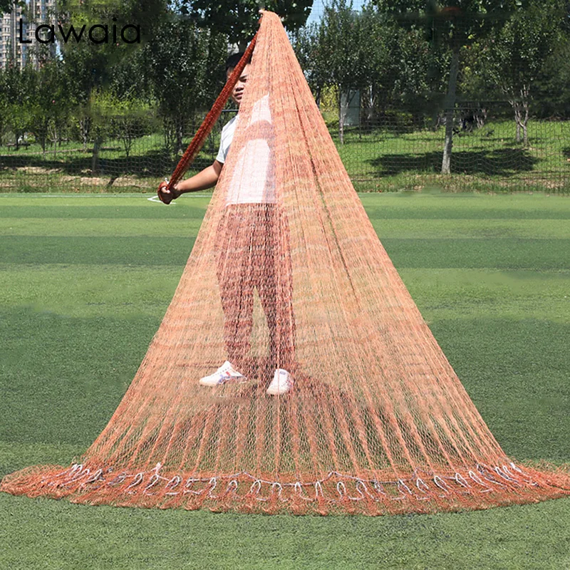 Lawaia Fishing Cast Net Multifilament Line Traditional Net with Steel Pendant Weight Throwing Fish Net