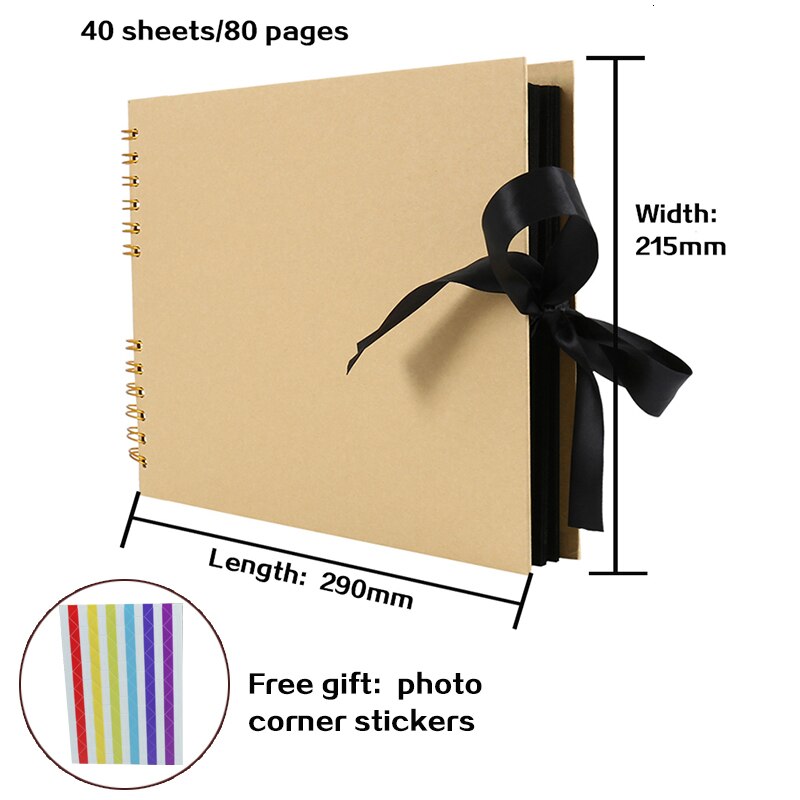 80 Pages DIY Craft Photo Albums for Mate Paper Scrapbooking Picture Album Wedding Birthday Anniversary Photos for Boyfriend: Cowhide 40 sheets
