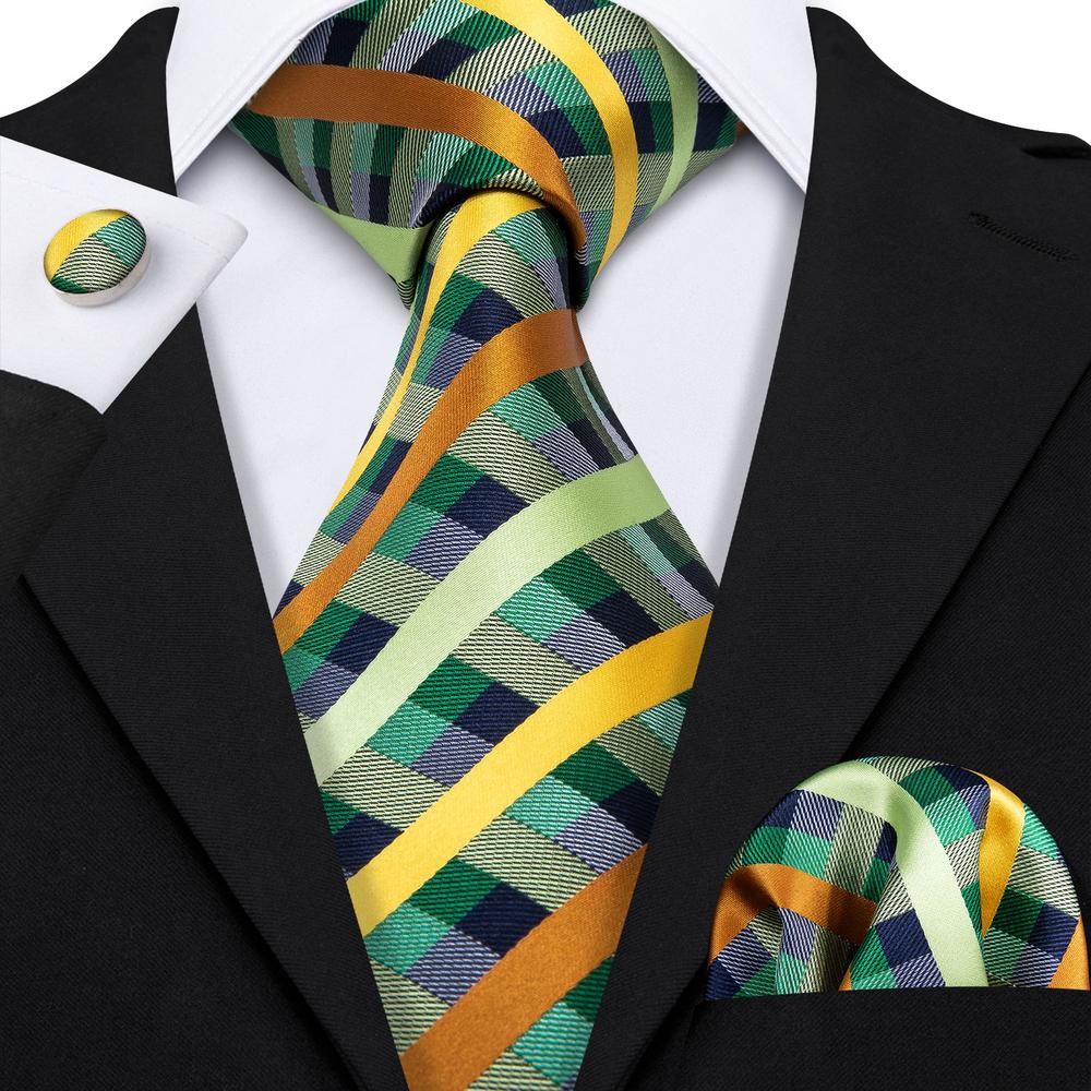 Hi-tie herrslips lyxig handgjord geometrisk slips sidenvävd slipsset för män affärsslips bröllopsslips fyrkantiga manschettknappar