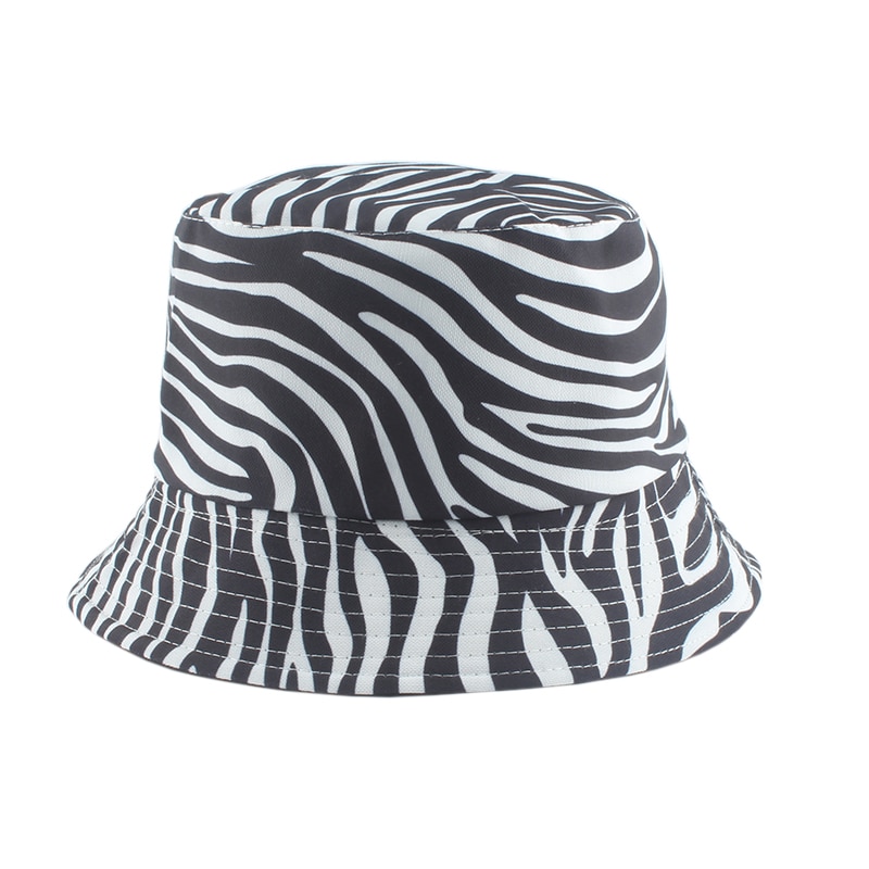 Mode Zomer Zwart Wit Zebra Gestreepte Print Emmer Hoeden Omkeerbaar Visser Caps Voor Vrouwen Mannen Panama Gorras
