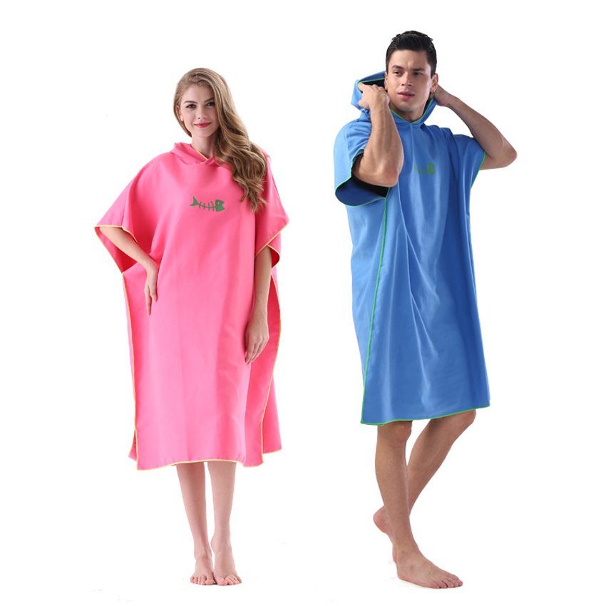 Hurtigtørrende stof badekåbe hætteklædt badehåndklæde til voksne ensfarvede bruserhåndklæder kan bære svømning strandbadeværelse un peignoir