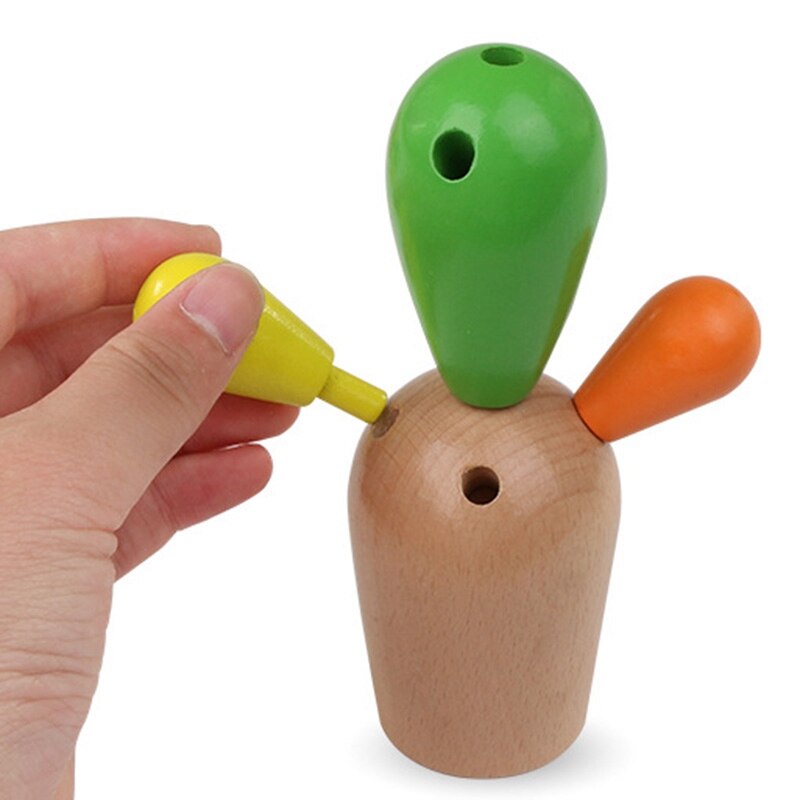 in legno di cactus di Costruzione Del Giocattolo impostato di Blocchi di Costruzione Giochi per Bambini per I Bambini Della Ragazza del Ragazzo Giocattoli Educativi FAI DA TE Creativo Giocattolo Di Legno per I Bambini