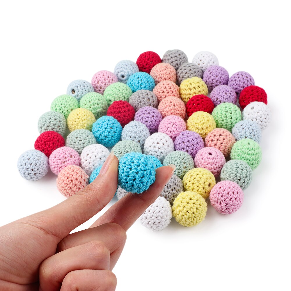 10 stücke holz Häkeln Perlen Ungiftig DIY Baby Zahnen Schmuck Halskette Anhänger Baby Beißring Spielzeug Natürliche Holz Perlen 20MM