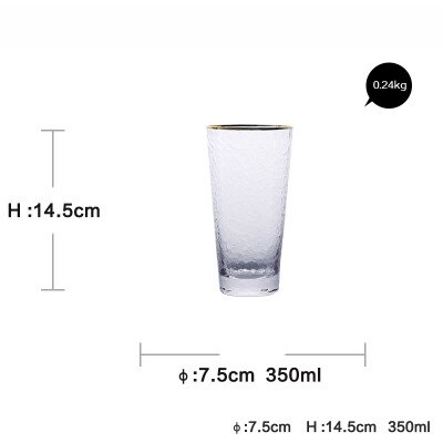 Ins gilt randen hamer cup, loodvrij kristalglas, koud drankje cup, vruchtensap glas cocktail glas gouden slanke cup voor sap: 4