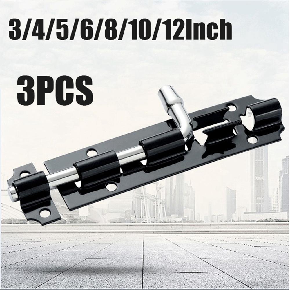 3Pcs/set Large Garden Gate Shed Sliding Door 3-12"Tower Bolt Black Catch