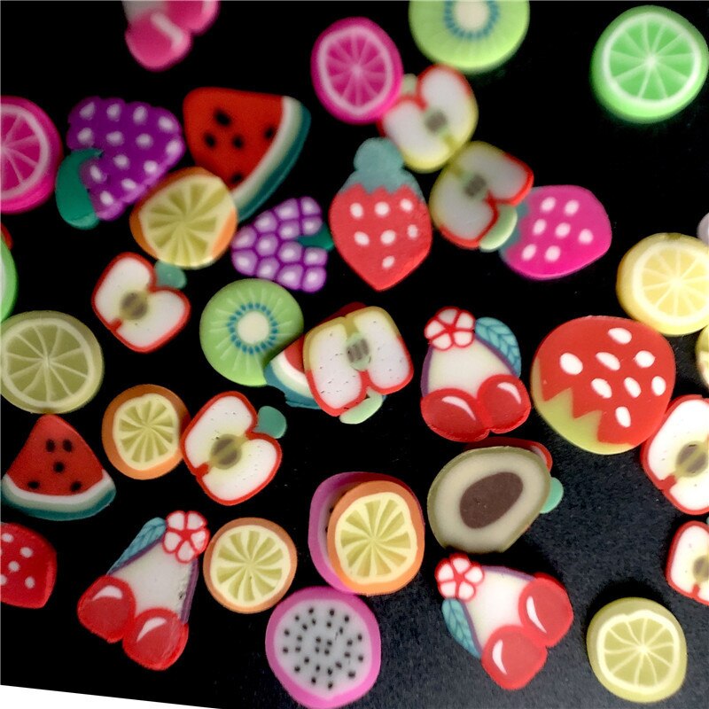 Saupoudrage d&#39;argile polymère de fruits pour enfants, bricolage de gâteaux, particules de boue de Dessert, argile douce pour l&#39;artisanat/remplissage d&#39;ongles, 50g