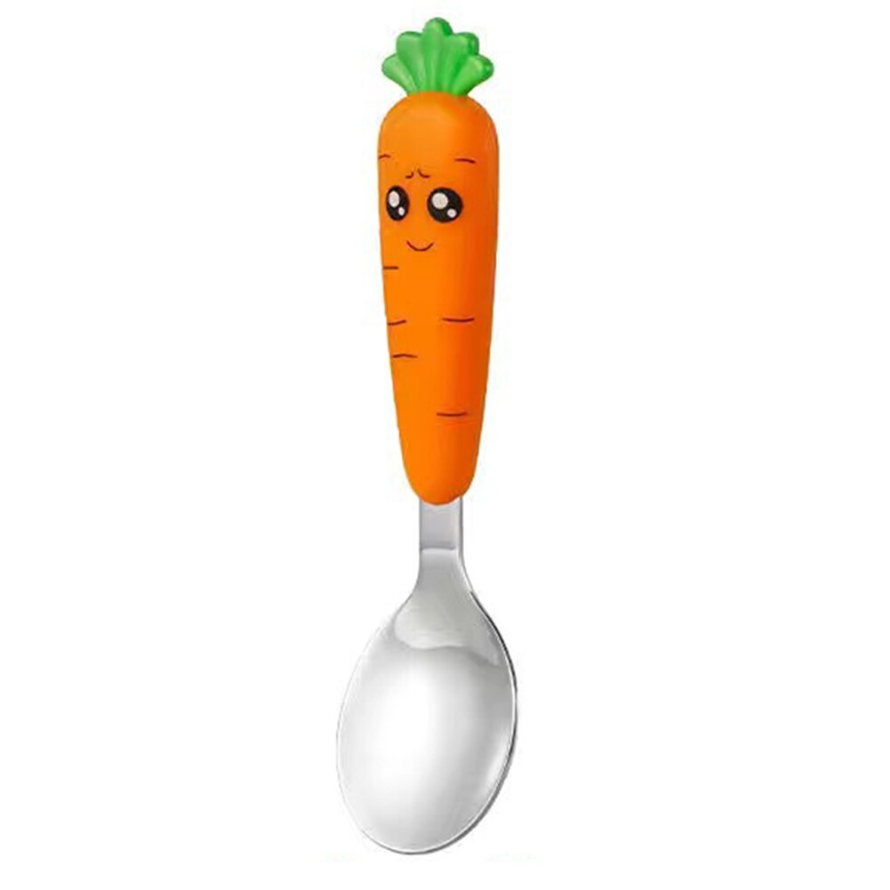 Couverts de carotte de dessin animé mignon, vaisselle en acier inoxydable, cuillère fourchette à carotte, ensemble de fourchettes de Table, cuillères de voyage, 1 pièce: 1A