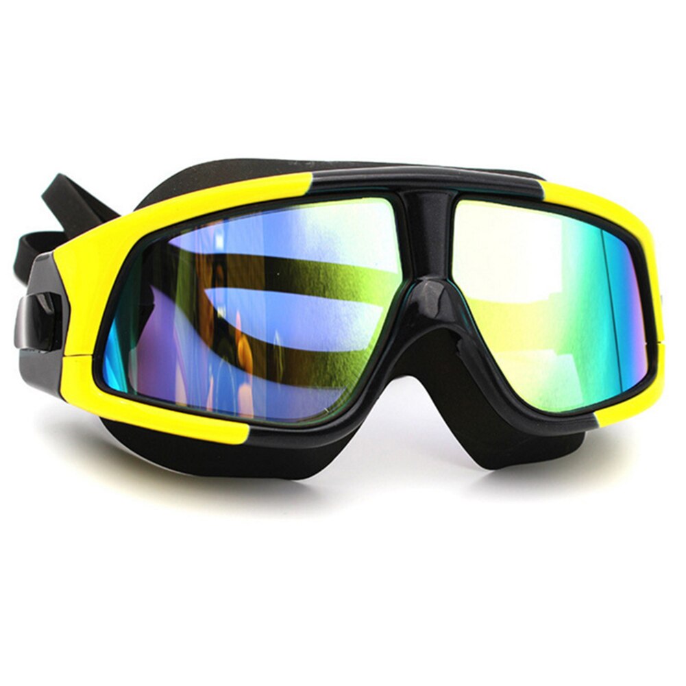 Adult Swimming Goggles Anti Fog HD Diving Goggles Silicone Large Frame Water Glasses for Women Men FOU99: yellow