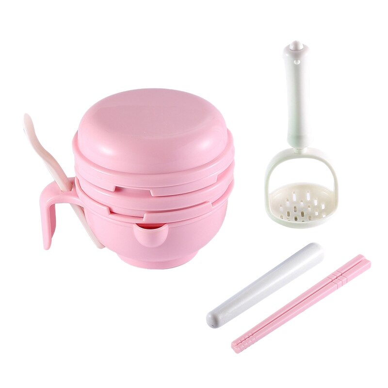 Food Grade PP Baby Complementary Feeding Set Grinding Safety Bowl Toddler Food Factory Smashing Tool: Pink